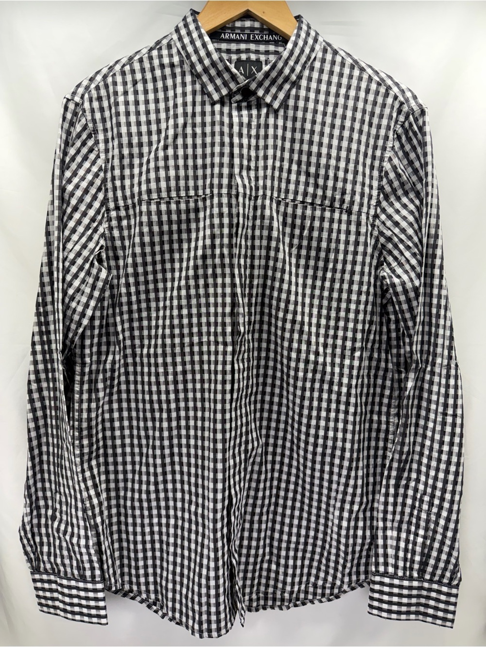 Armani Exchange Black & White Gingham Button-Down Shirt